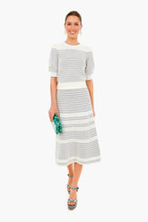 French Cream Striped Knit Skirt